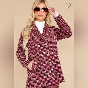 NWT Fuschia Tweed Coat Size Small Red Dress Boutique Aura Brand